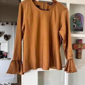 J. Crew Women's Brown Ruffle Sleeve Blouse